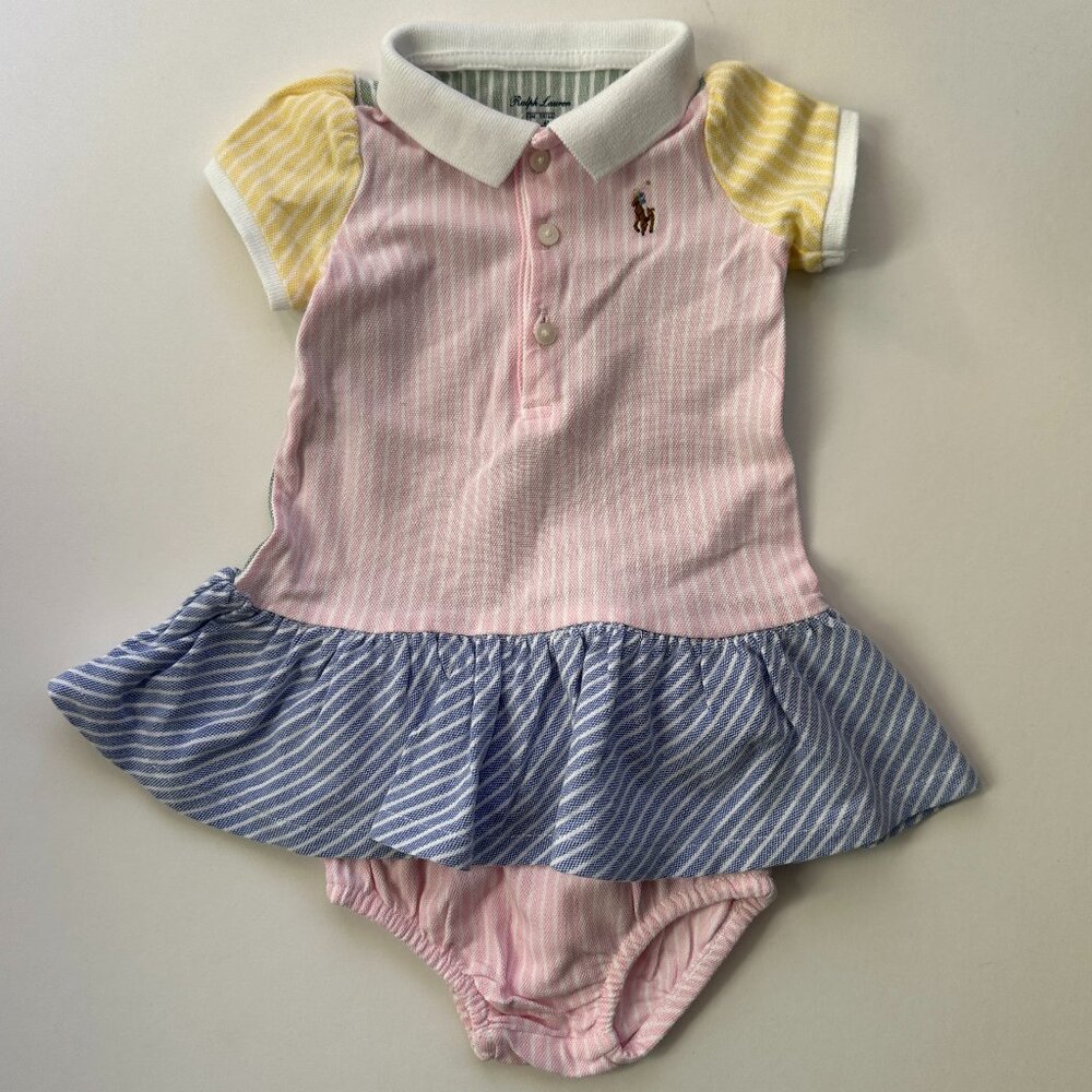 Ralph Lauren 3M Baby Girls 2-piece Multicolor Polo Dress & Bloomers Set
